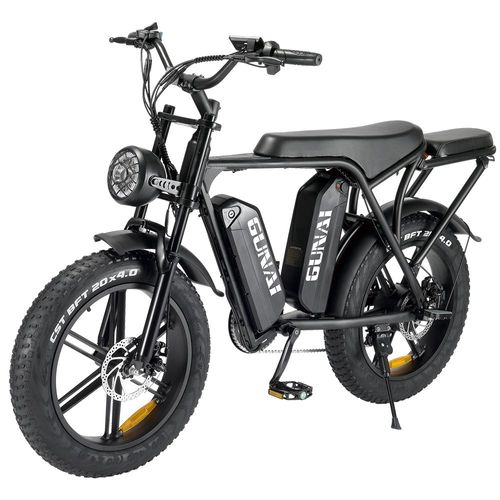 Gunai Gn30 Vélo Électrique 20" Pouces Gros Pneus Shimano 7 Vitesses 500w Moteur Brushless 25-50km / H Vitesse Max 48v 22.5ah Batterie Double Freins À Huile 40-65km Plage De Kilométrage E-Bike - Noir