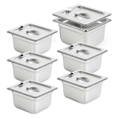 Paquet De 6 Casseroles D¿Hôtel À Fentes Anti-Bourrage Avec, Taille 1/6 4 Pouces De Profondeur, Onglet Commercial En Acier Inoxydable 18/8 Hy-Excellence