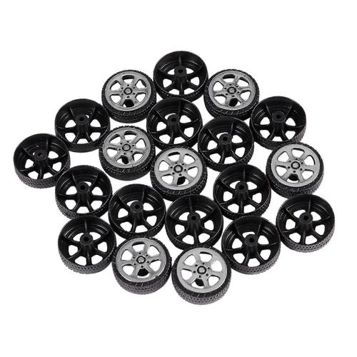 Rouleau En Plastique 2mm Dia Arbre Voiture Camion Modèle Jouets Roue 20mmx6mm 20pcs