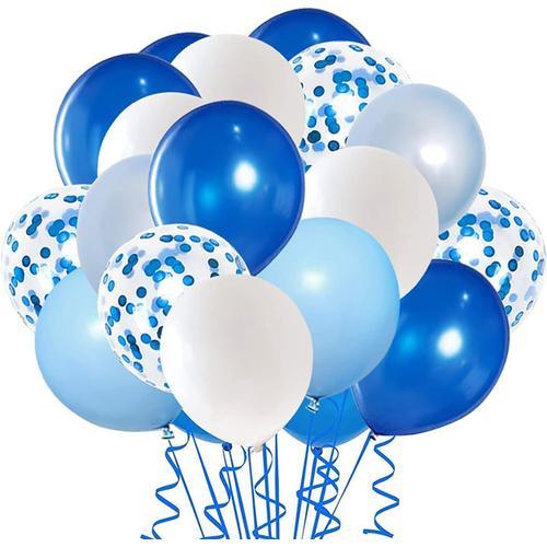 Ballon Confettis Bleu Bleu Roi Bleu Pastel Bleu Clair Et Blanc Hélium Latex Ballons 50 Pcs 30Cm Pour Garçon Homme Anniversaire Mariage Baby Shower Baptême Décoration De Fête[Q708]