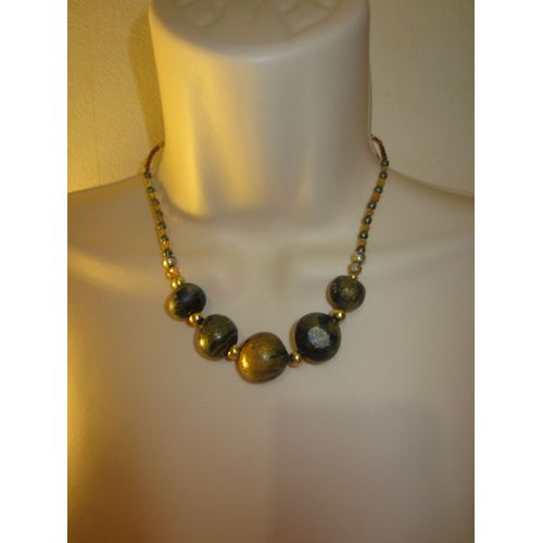 Collier N° 83 Bleu Et Or
