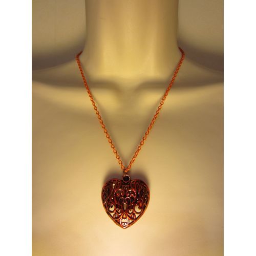 Collier Orange Avec Pendentif Coeur