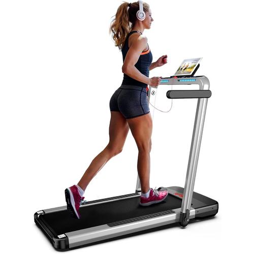 2 En 1 Tapis De Course Pliable,Home Treadmill,Vitesse Maximale 14km/H,Télécommande,Machine De Marche Et De Course Pour L'exercice De Fitness À Domicile En Intérieur Treadmill Silvery