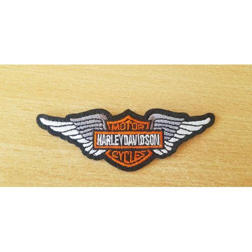 Ecusson Brodé Paire D'ailes + Bar And Shield Harley Davidson Motor Cycles 10x3,5 Cm Thermocollant, Pas Besoin De Couture