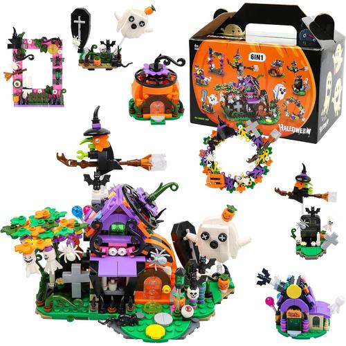 Jeux De Construction Halloween,6 En 1 Jeu De Construction Pour Enfant 6+ Ans,Jouet De Décoration Halloween,Cadeau D'halloween Enfants,603 Pcs Set De Construction Halloween Citrouille