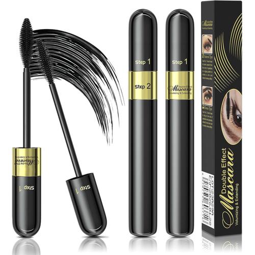 Mascara Waterproof Noir Mascara Fibre De Soie 4d Mascara 2 En 1 Mascara Volume Et Longueur Naturel Bio Anti-Taches Long Lasting Curling Eyelash Mascara Pour Cils (Style A) 