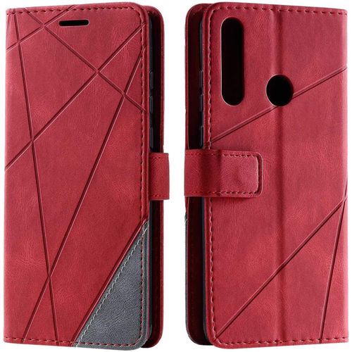 Coque Huawei Y6p,Etui En Cuir Pu Portefeuille Housse Fermeture Magnetique Und Flip Pour Huawei Y6p,Avec Fermeture Magnetique,Rouge
