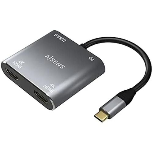 Adaptateur USB Type-C AISENS A109-0625 2X HDMI HEMBRA VGA HEMBRA USB Type-C MACHO USB HEMBRA USB TYPO-C HEMBRA