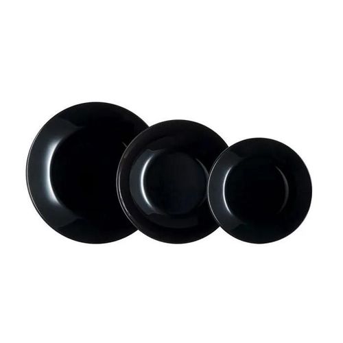 Luminarc - 7405051 - Service De Vaisselle Arcopal Zelie En Verre Noir, 12 Pieces, 4 Places, Noir