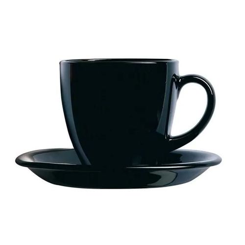 Service A Cafe - Service A The Luminarc - 9314672 - Carine Noir Boite 6 Tasses Avec Assiette Verre 22cm Noir