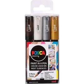 Uniball Marker Posca Pc-1m/4c Non-Permanent Pointe Fine 0.7mm Couleurs Assorties Gswb -Box 4u-