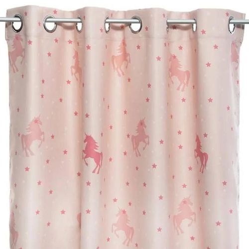 Rideau Occultant Enfant "Licorne" - Rose 140x250 Cm - Rose Clair - Atmosphera Createur D'interieur