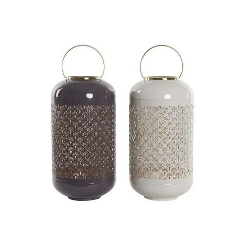 bougeoir beige aluminium 24 x 24 x 57 cm mauve (2 unités)