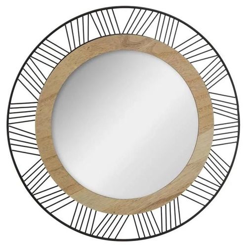 Miroir "Joe" - métal et bois - noir - D45 cm - Modèle 1 - Atmosphera createur d'interieur