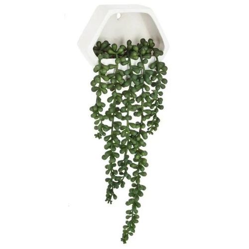 Plante artificielle murale - ATMOSPHERA - H45 cm - Pot en ciment - Blanc - Décoration intérieure
