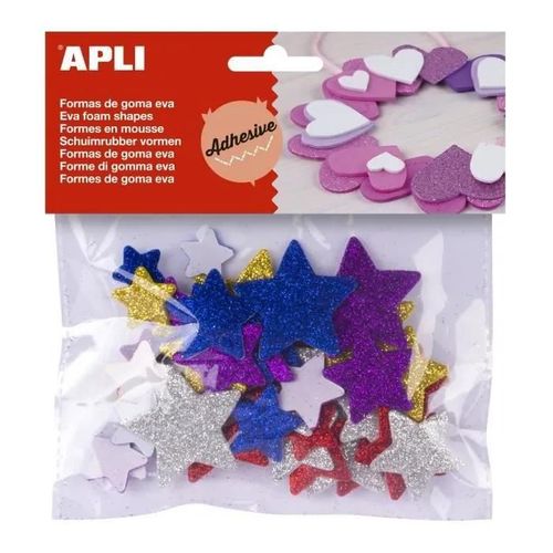Apli Sachet De 50 Étoiles En Mousse - Adhésive À Paillettes