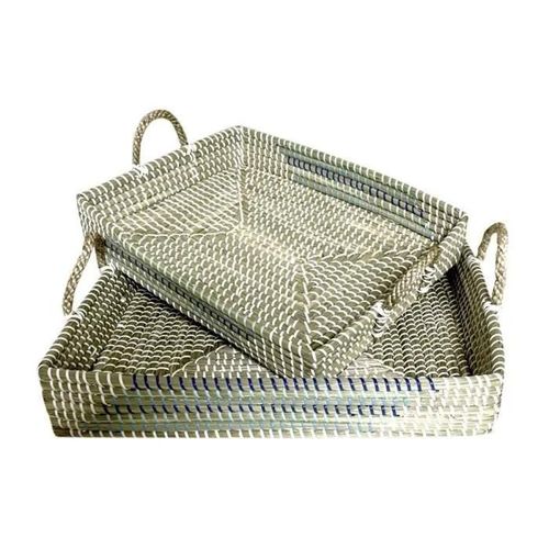 Jeux De Plateaux Naturel Turquoise Blanc Tropical (48 X 38 X 15 Cm) - Couleur:Turquoise