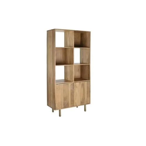 Étagère Style Moderne Bois De Manguier Naturel, Doré 90 Cm - Couleur:Dor