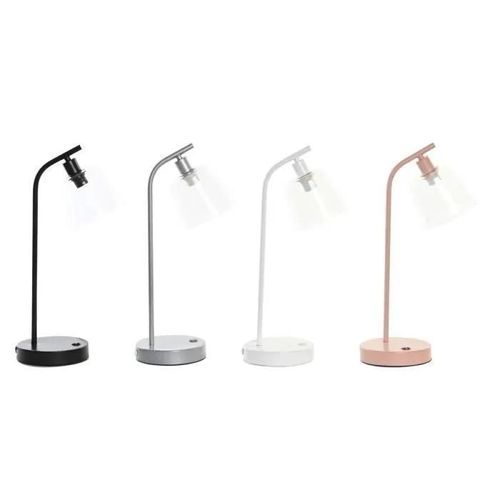 Lampe De Bureau 22 X 15 X 46 Cm Verre Argenté Noir Gris Rose Métal Blanc 220 V 40 W 25 W 4 Pièces