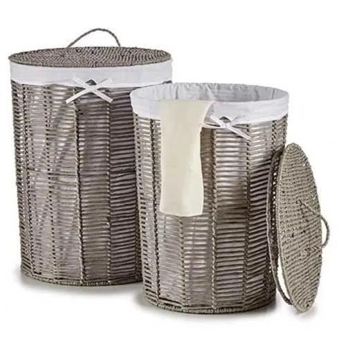 Kipit panier à linge 44 x 44 x 56 cm gris canne 2 pièces