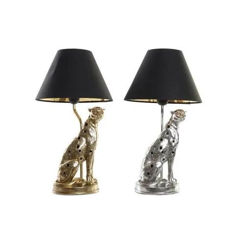 Lampe De Bureau Argenté Noir Doré 26 X 26 X 46 Cm Résine 220 V 50 W (2 Unités)