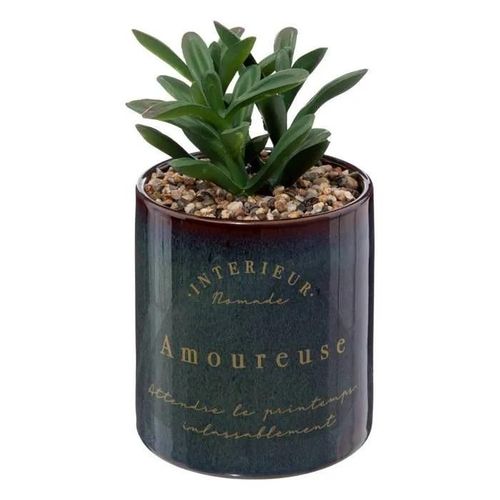 Plante artificielle "Bota" - pot en céramique - H10 cm - Noir - Atmosphera createur d'interieur