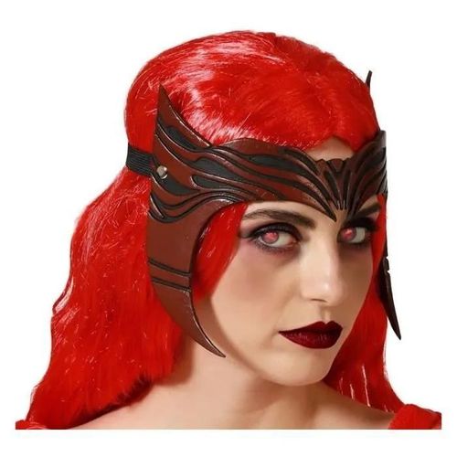 Masque Latex Super Héroine Wanda - Atosa - Rouge Foncé Et Noir - Accessoire Déguisement Adulte