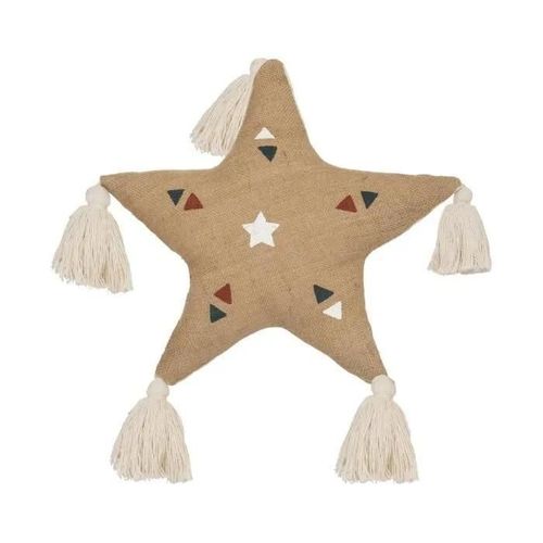 Coussin - Atmosphera - Étoile En Jute - 40 X 40 Cm - Beige - 5 Pompons