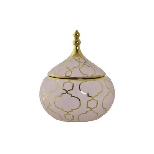 boîte à bijoux porcelaine rose doré 14 x 14 x 17 cm