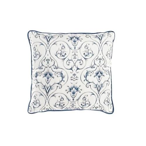 Coussin Bleu 45 X 10 X 45 Cm Blanc Fleurs