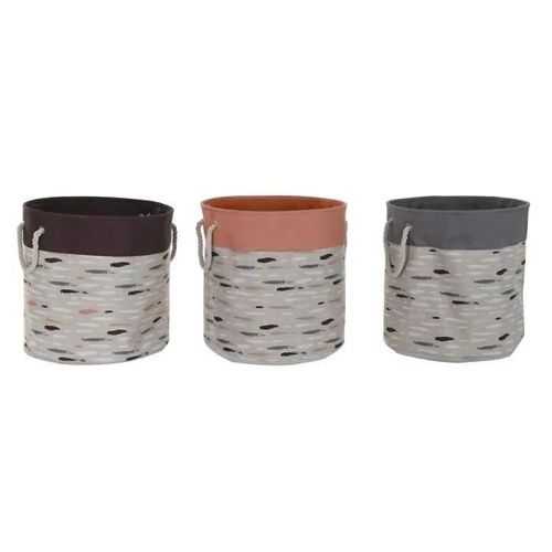 panier à linge gris orange 45 x 45 x 45 cm (3 unités)