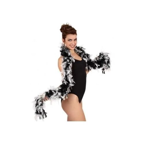 Boa De Plumes Noir Et Blanc - Atosa - Accessoire Déguisement Charleston Ou Décoration Mariage - Mixte - Adulte