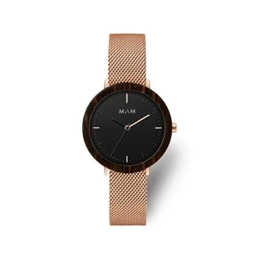 Montre Femme Mam Relojes Ferra - Quartz - Bracelet Acier Inoxydable - Cadran Noir - Étanche 30m