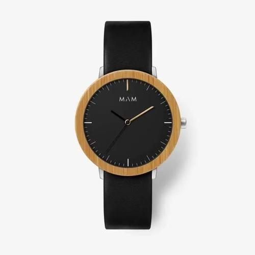 Montre En Bois Mam Originals - Ferra 629 - Cadran Noir - Bracelet En Cuir - Verre Saphir