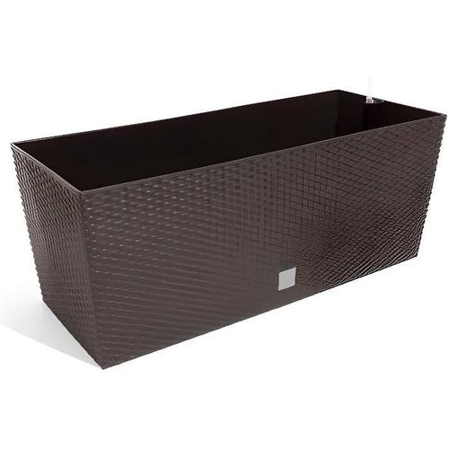 Pot De Fleur Jardinière Rectangulaire 60 Cm - Rotin Chocolat - Marron - Rectangulaire