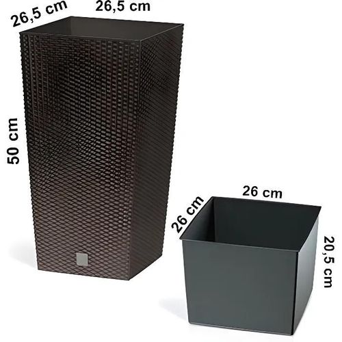Cache Pot Rato Square - Rato - 26,6 L - Carré Imitation Osier - Bac D'arrosage