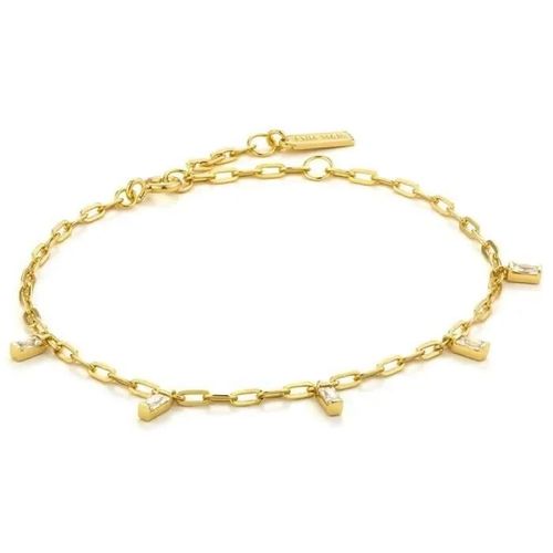 Bracelet Ania Haime Silver Law 925m Plaqué Or 14k Glow Getter Charm Zirconitas Rectangulaire