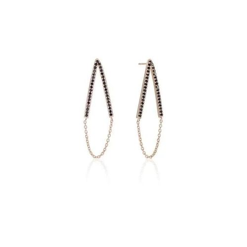 Sif Jakobs Piento-Boucles D'oreilles Pour Femme En Or Blanc Plaqué Or 18 Carats Avec Oxydes De Zirconium Noirs