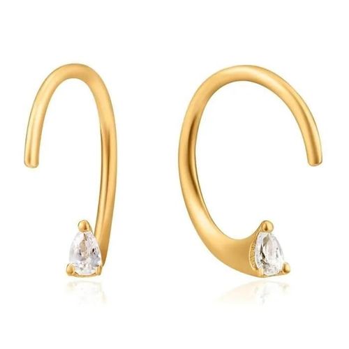 Boucled?Oreille Ania Loi Haie Argent 925m Plaqué Or 14k Collection Oreille We Go Tordu Derrière Zircons