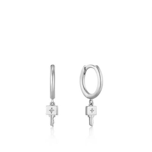 Boucles D'oreille Femme Ania Haie - Under Lock & Key - Argent - Créoles Avec Clé Et Pendentif En Zircon