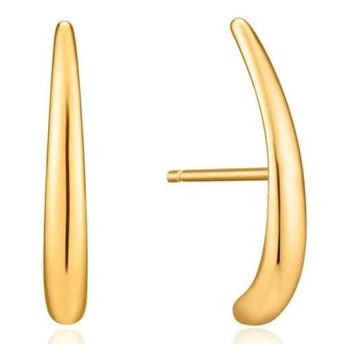 Boucled?Oreille Ania Loi Haie Argent 925m Plaqué Or 14k Collection Luxe Minimalisme Lisse Forme De Crochet