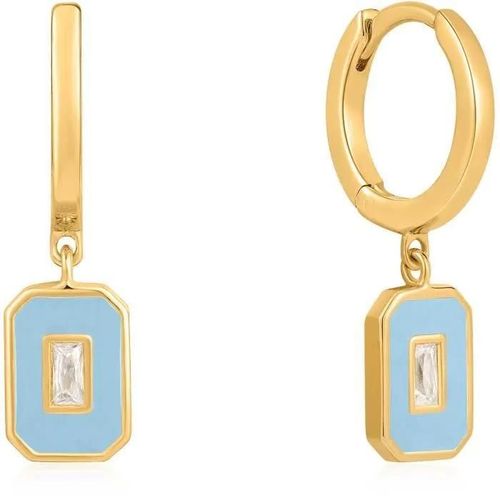 Boucles D'oreille Femme Ania Haie - Bright Future - Argent Doré Et Bleu - Zircons Étincelants