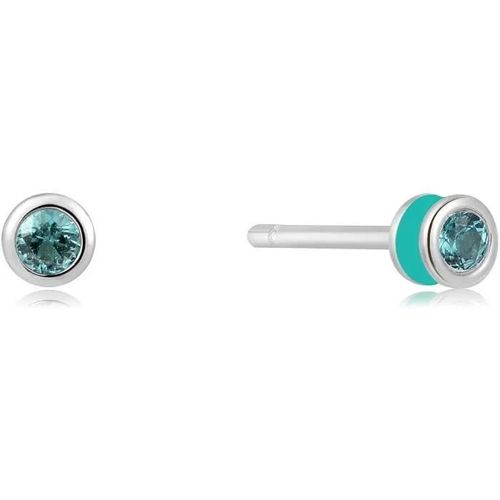Boucles D'oreille Femme Ania Haie - Bright Future - Argent Et Bleu - Zircons 2mm
