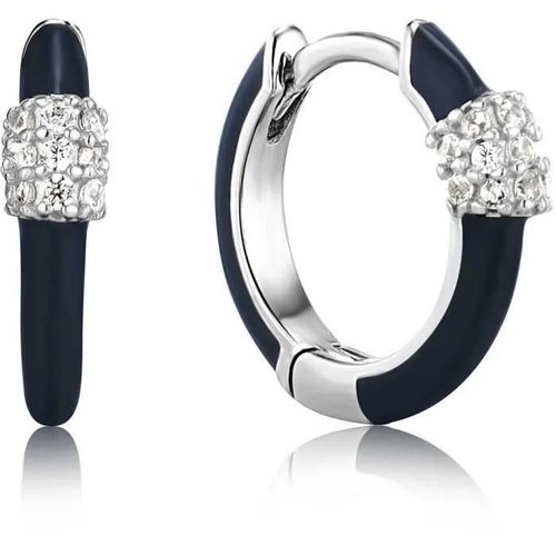 Boucles D'oreille Femme Ania Haie Bright Future - Argenté Et Noir - Argent - 12mm - 1,8mm - 1mm - 0,9mm