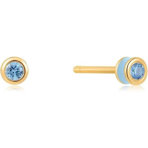 Boucles D'oreille Femme Ania Haie Bright Future - E028-01g-B - Argent - Zircons Doré Et Bleu