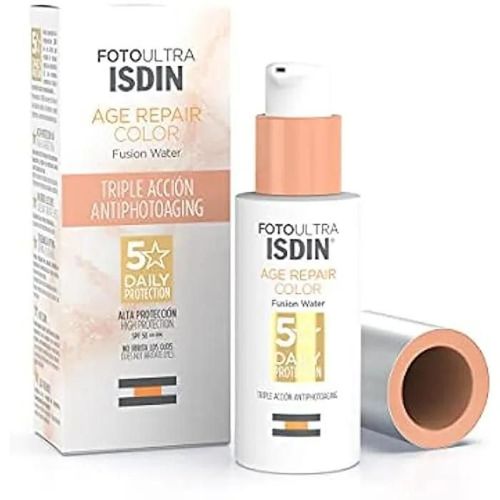 Isdin Fotoultra Age Repair Fusion Water Color Spf50 (50ml) | Protection Solaire Visage À Base D'eau | Triple Action 