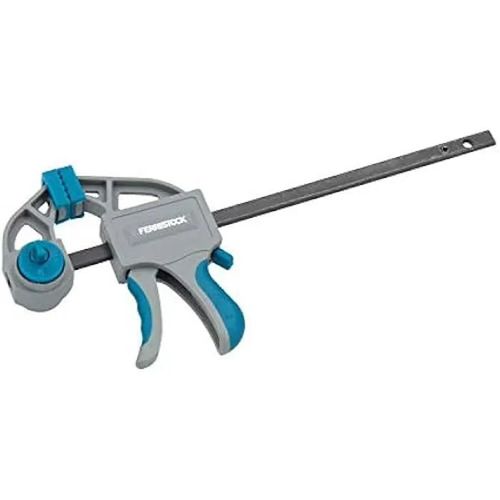 Ferrestock FSKSAM005 Lot de 2 serre-joints mono-manuel avec barre en acier A3, poignées ergonomiques, déverrouillage rapide et
