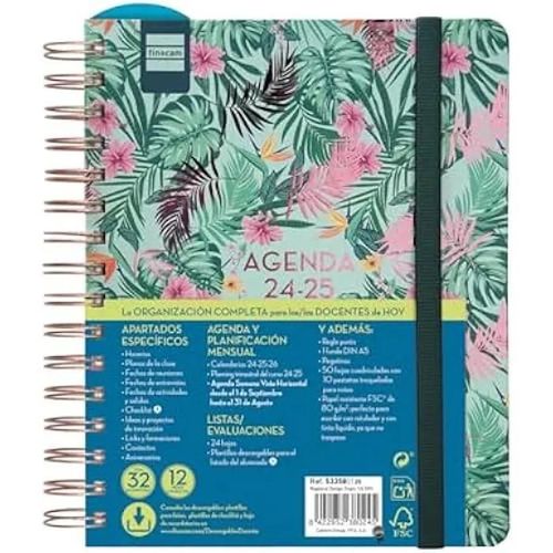Agenda Enseignant Magistral Design 2024/2025 - Finocam - Tropic - Vue Hebdomadaire Horizontale - Année Scolaire