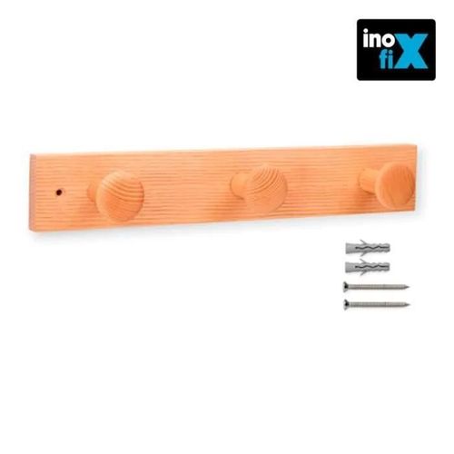 Cintre en bois de frêne 3 boutons avec texture naturelle. inofix