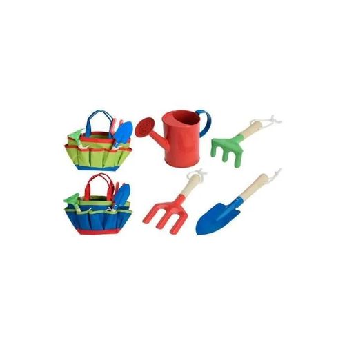 Set 5 Outils De Jardinage Pour Enfants - GENERIQUE - Douche, 2 Râtaux, Pelle Et Sac - Blanc - Garantie 2 ans